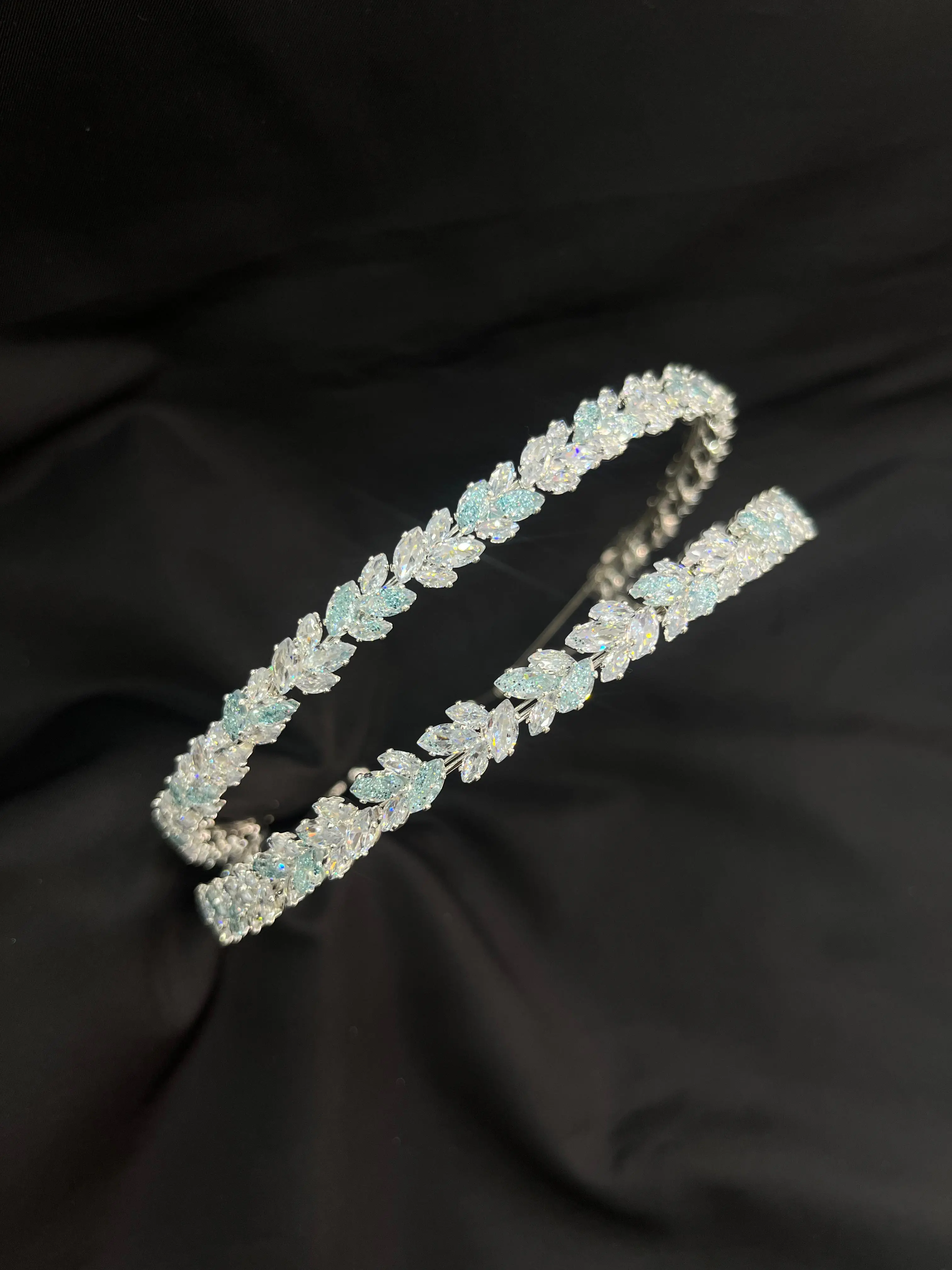 Serena zircon headband two rows - blue
