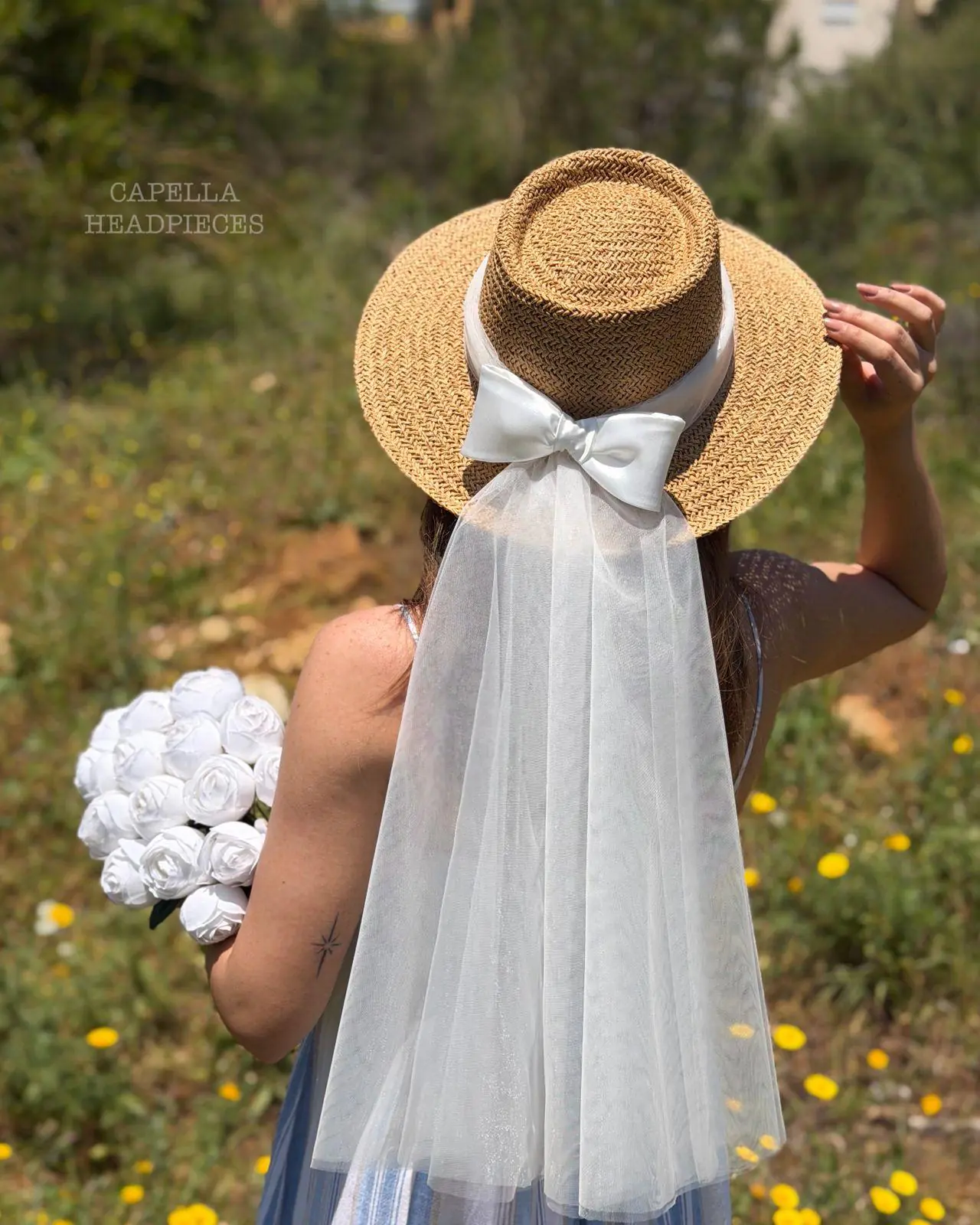 Boater hat bow veil
