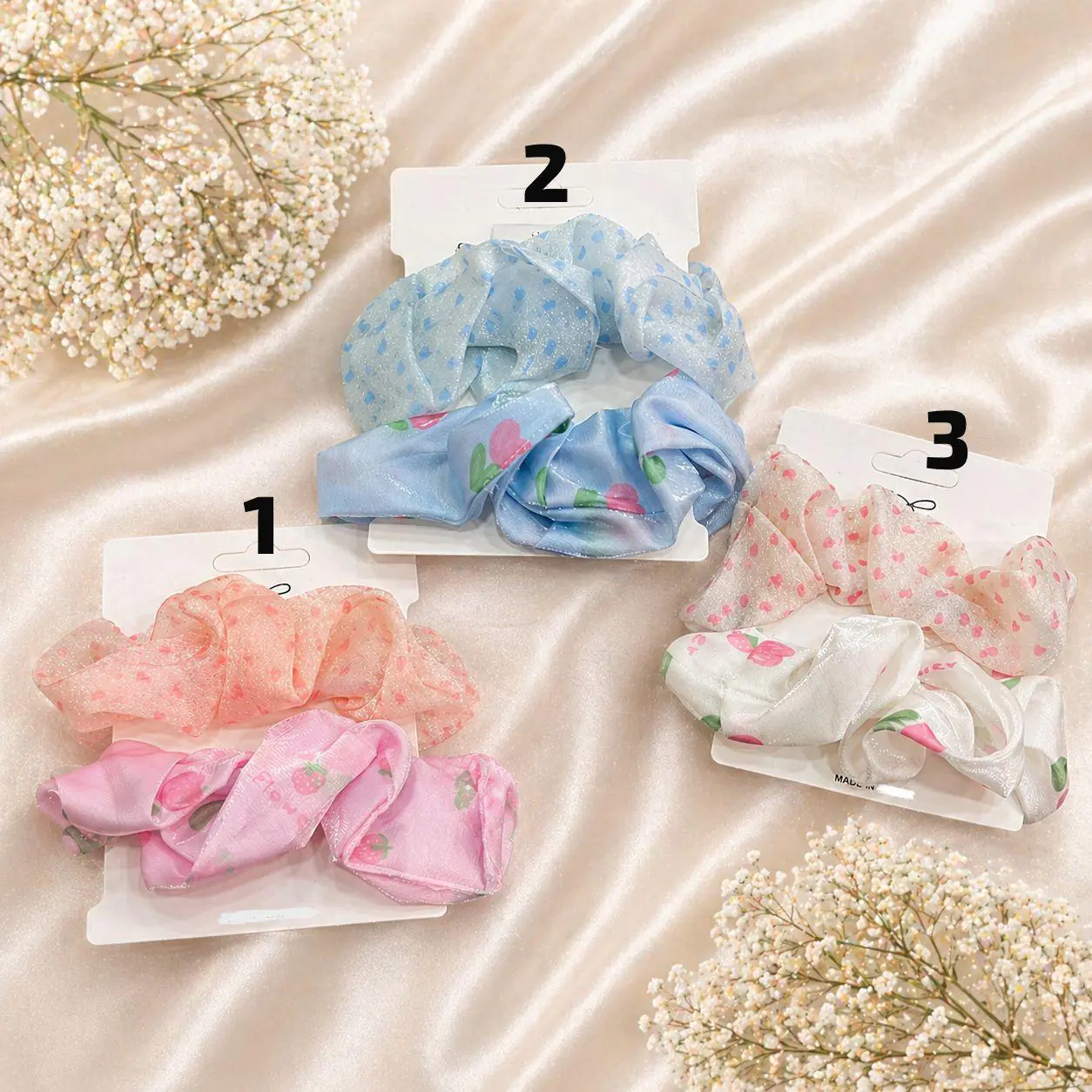 Summer organza scrunchies